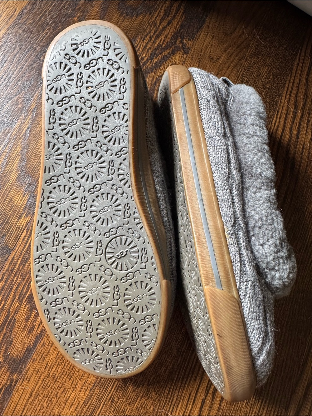 UGG Knit Cozy Gray Fleece-Lined Slipper Flats - Picture 4 of 8